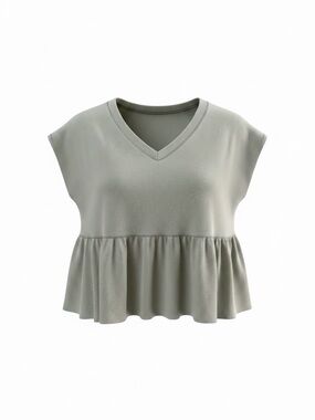 Arula Xquisite Olive Waffle Knit Peplum Top Size X XL NWT